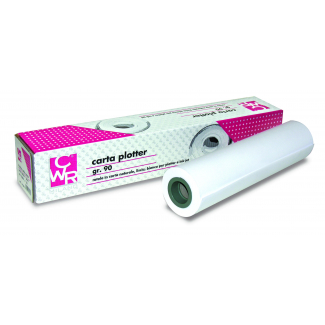 Rotolo carta plotter opaca bianca da 90gr, lunghezza 50 metri