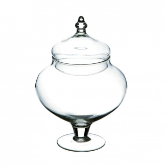 Vaso in vetro con coperchio, altezza 26 cm e diametro 18 cm