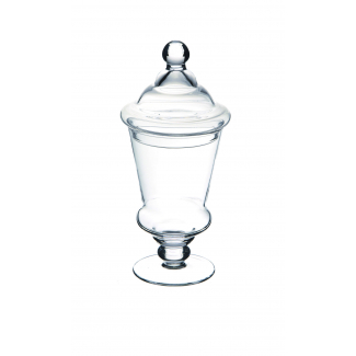 Vaso in vetro svasato con coperchio, altezza 45 cm e diametro 17 cm