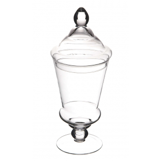 Vaso in vetro svasato con coperchio, altezza 31 cm e diametro 12 cm