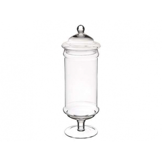 Vaso in vetro cilindrico con coperchio, altezza 50 cm e diametro 14 cm