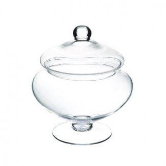 Vaso in vetro con coperchio, altezza 25 cm e diametro 22 cm