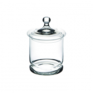 Vaso in vetro cilindrico con coperchio, altezza 28 cm e diametro 16 cm