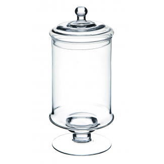 Vaso in vetro cilindrico con coperchio, altezza 33 cm e diametro 14 cm