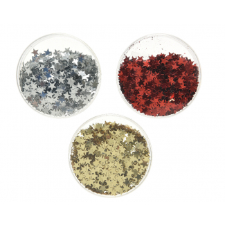 Stelline glitter diametro 6 mm in barattolo da 7.2 gr, colori assortiti