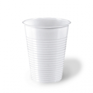 Bicchiere bianco in plastica 200cc, confezione da 100 pezzi