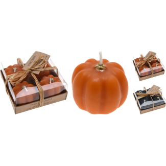 Candela zucca diametro 4 cm, confezione da 4 pezzi colori assortiti