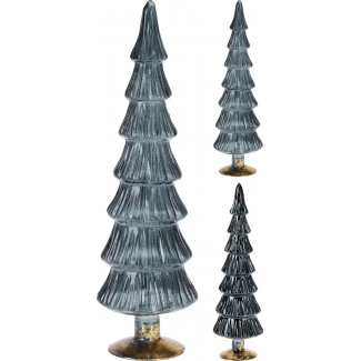 Albero in vetro blu, modelli assortiti, varie altezze