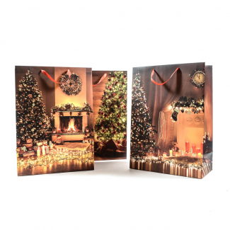 Shopper natalizia glitterata soggetti assortiti, confezione da 12 pezzi, vari formati
