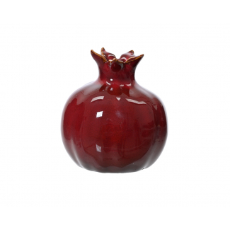 Portacandela in ceramica a forma di melograno rosso, altezza 11.6 cm