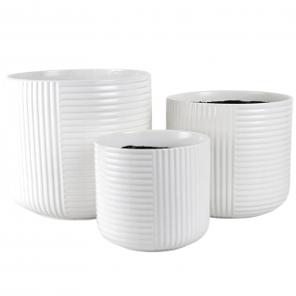 Vaso in ceramica bianca con righe, varie misure