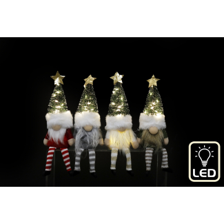 Babbo Natale con led e cappello ad albero, colori assortiti, varie altezze