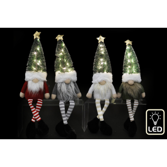 Babbo Natale con led e cappello ad albero, colori assortiti, varie altezze