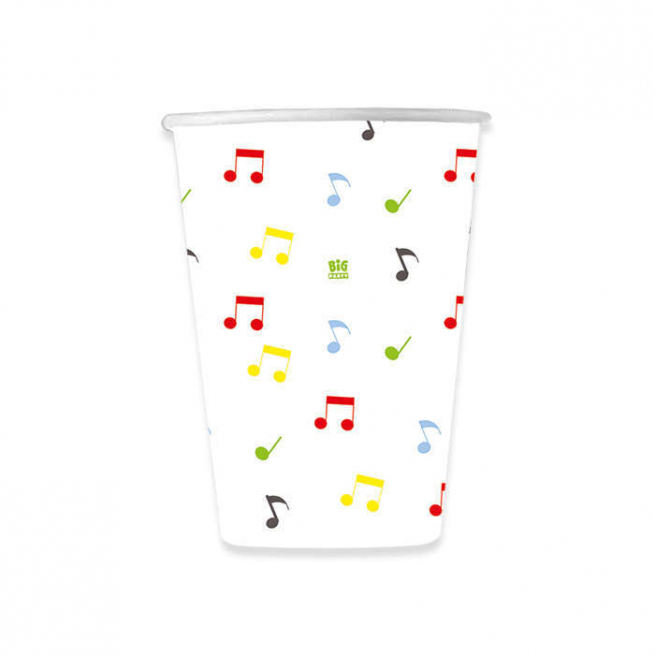 Bicchiere in cartoncino fantasia "Music party" confezione da 8 pezzi