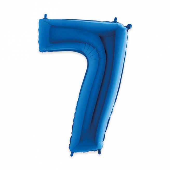 Palloncino sagomato a numero, colore blu metallizzato, altezza 102 cm