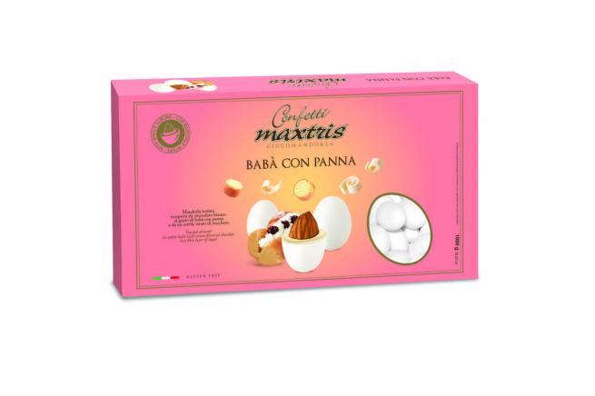 Confetti bianchi "Maxtris" babà con panna, confezione da 1 kg