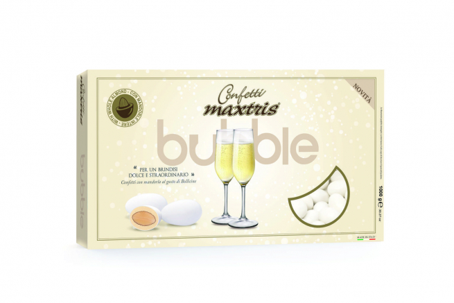 Confetti bianchi "Maxtris" bubble champagne, confezione da 1 kg
