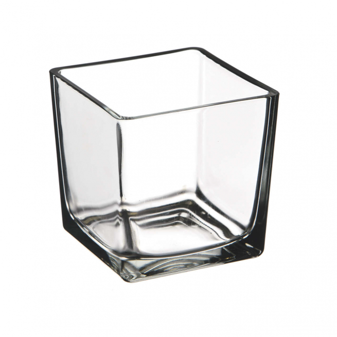 Vaso a cubo in vetro, 12x12 cm, altezza 12 cm