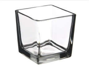 Vaso a cubo in vetro, 14x14 cm, altezza 14 cm