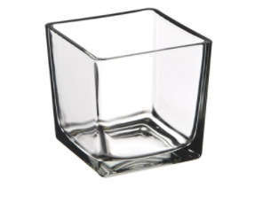 Vaso a cubo in vetro, 18x18 cm, altezza 18 cm