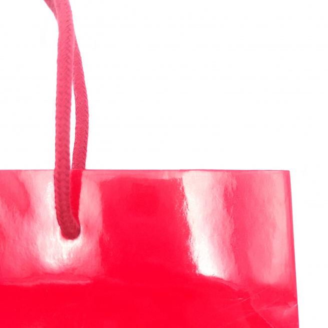 Shopper rosso plastificato lucido "Elegant chic" con maniglia cordone cotone