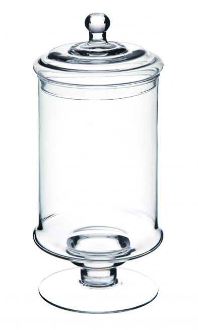 Vaso in vetro cilindrico con coperchio, altezza 33 cm e diametro 14 cm