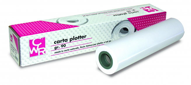 Rotolo carta plotter opaca bianca da 90gr, lunghezza 50 metri