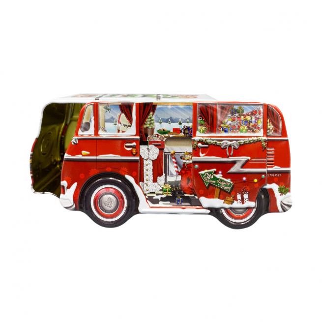 Scatola in latta mini camper van Babbo Natale, 17.1x9.3x8.1 cm