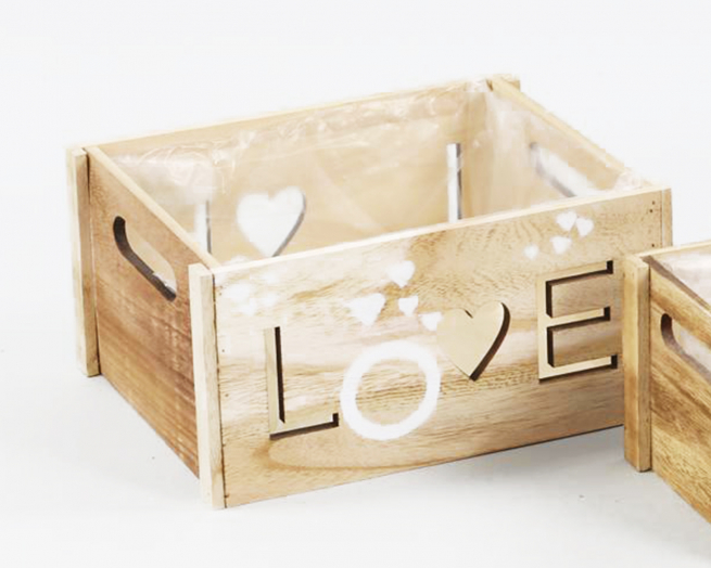 Cassetta in legno naturale "Love"