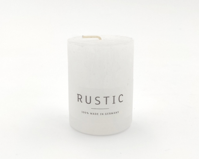 Candela moccolo "Rustic" bianco, varie altezze, confezione da 6 pezzi