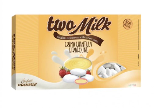 Confetti bianchi "Two Milk" crema chantilly e fragoline, confezione da 1 kg