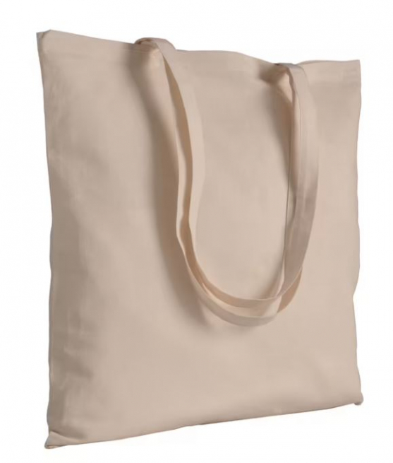 Shopper in cotone naturale con maniglia lunga, formato 38x42 cm