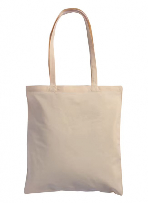 Shopper in cotone naturale con maniglia lunga, formato 38x42 cm