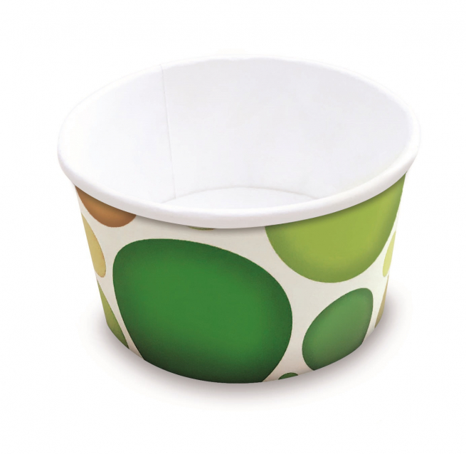 Coppetta gelato "Bubbles" verde, capienza 135ml, diametro 7.5 cm, altezza 4.9 cm, confezione da 42 pezzi