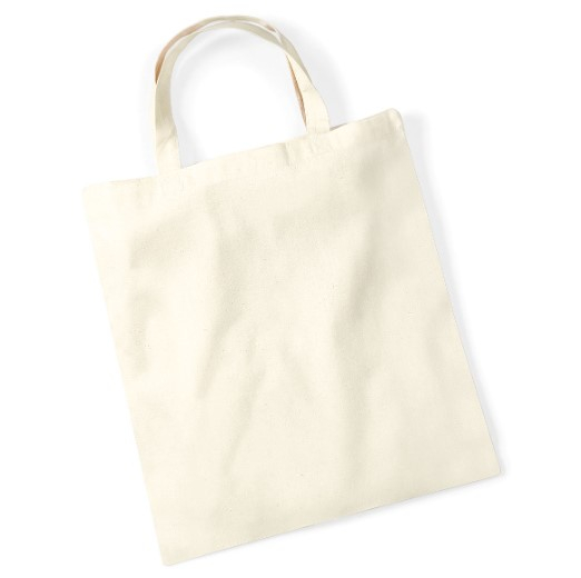 Shopper in cotone naturale con maniglia corta, formato 38x42 cm