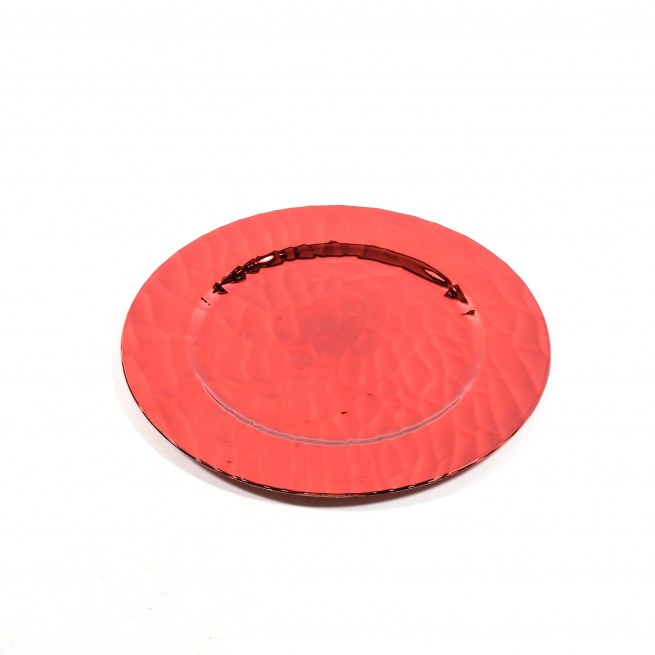 Sottopiatto in plastica rosso lucido, diametro 33 cm