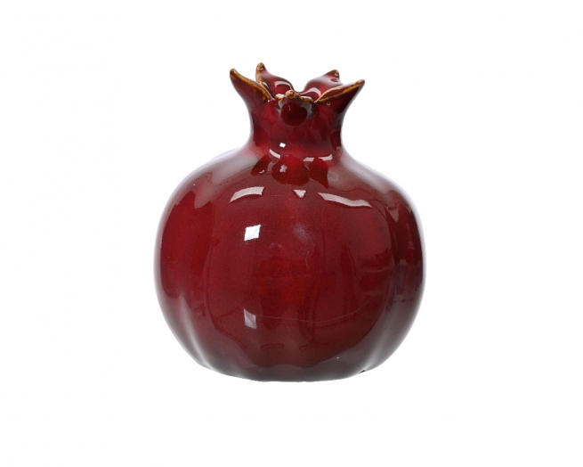 Portacandela in ceramica a forma di melograno rosso, altezza 11.6 cm