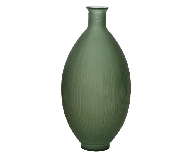 Vaso in vetro riciclato verde opaco, diametro 29 cm, altezza 59 cm