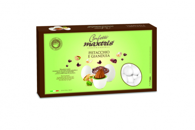 Confetti bianchi "Maxtris" pistacchio gianduia, confezione da 1 kg